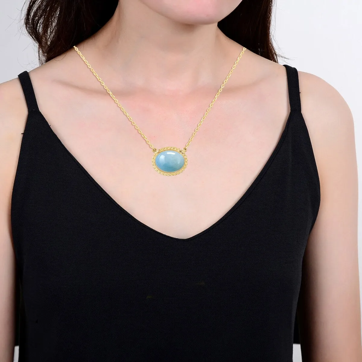 Gold Over Sterling Silver with Natural Aquamarine Solitaire Necklace with 18" Chain sold by Zulily product image thumbnail 4
