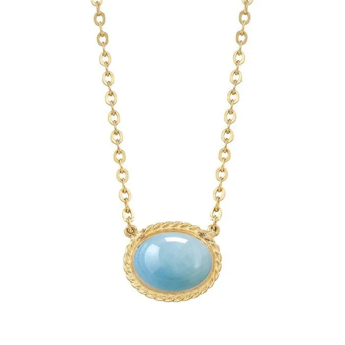 Gold Over Sterling Silver with Natural Aquamarine Solitaire Necklace with 18" Chain sold by Zulily