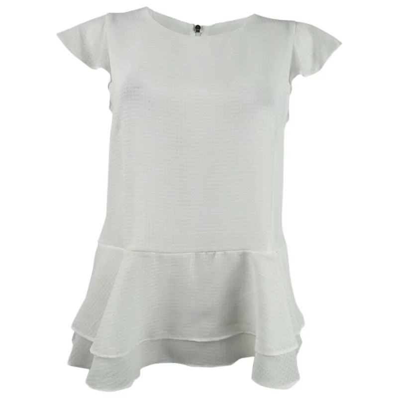Tommy Hilfiger Women's Ruffled Peplum Hem Top -White Size Small sold by Zulily