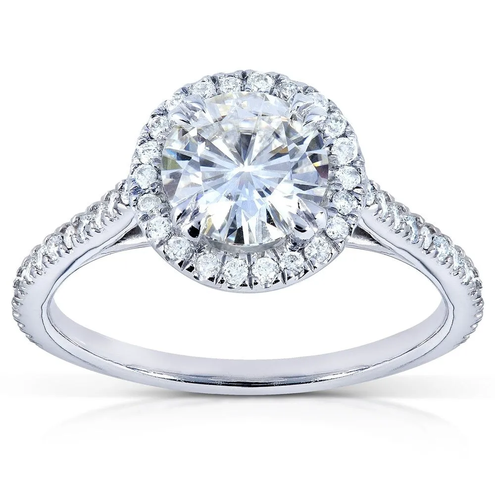 Annello by Kobelli 14k White Gold 1 1/4ct TGW Moissanite and Diamond Halo Engagement Ring sold by Zulily