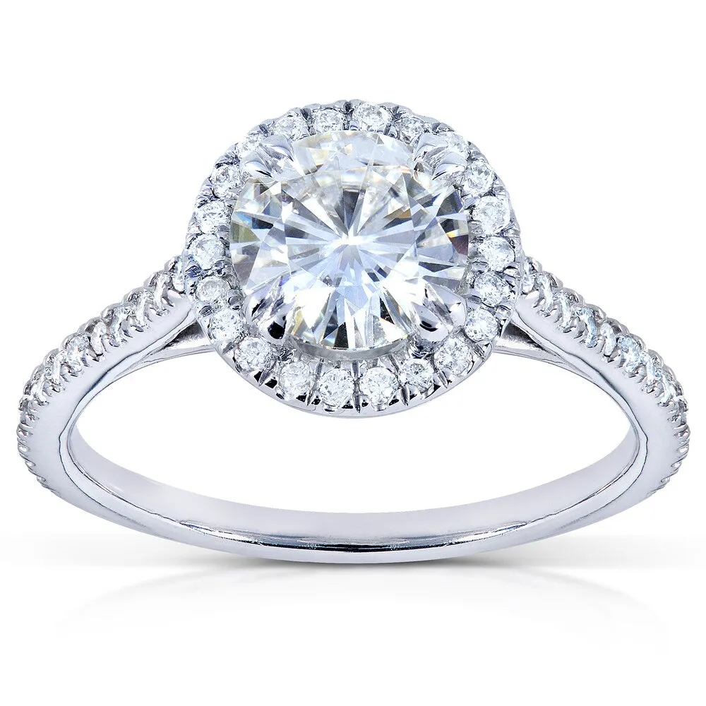 Annello by Kobelli 14k White Gold 1 1/4ct TGW Moissanite and Diamond Halo Engagement Ring sold by Zulily product image thumbnail 2