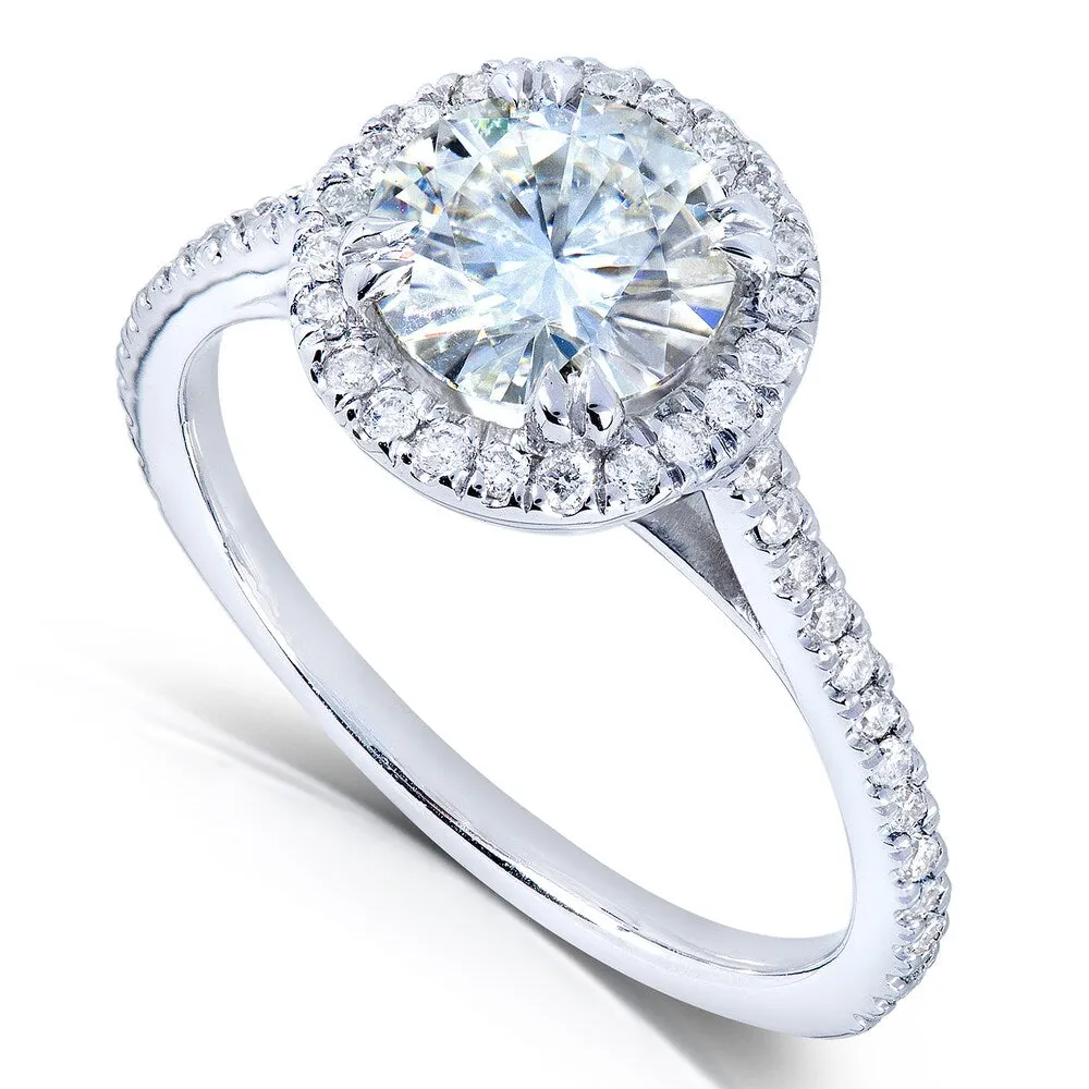 Annello by Kobelli 14k White Gold 1 1/4ct TGW Moissanite and Diamond Halo Engagement Ring sold by Zulily product image thumbnail 4