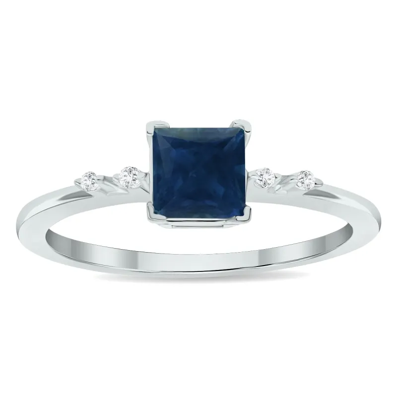 Women's Sapphire and Diamond Sparkle Ring in 10K White Gold sold by Zulily