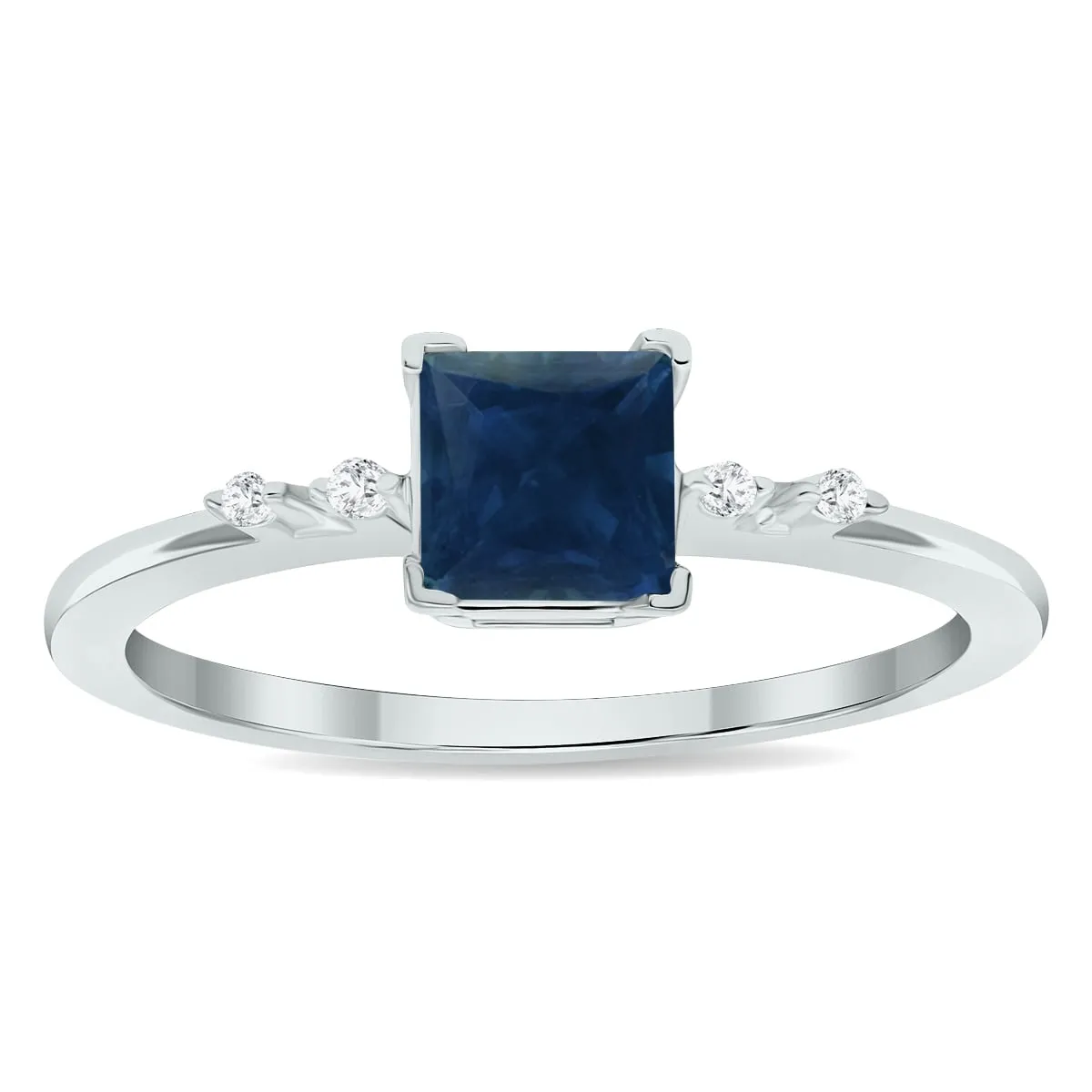 Women's Sapphire and Diamond Sparkle Ring in 10K White Gold sold by Zulily