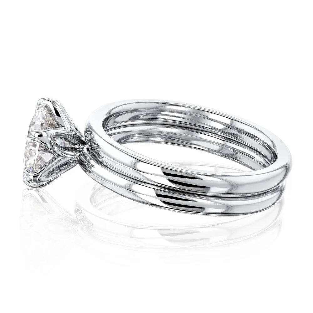 Annello by Kobelli 14k Gold 1.5 Carat Round Forever One Moissanite Solitaire 6-Prong Floating Comfort Fit Bridal Set (DEF/VS) sold by Zulily