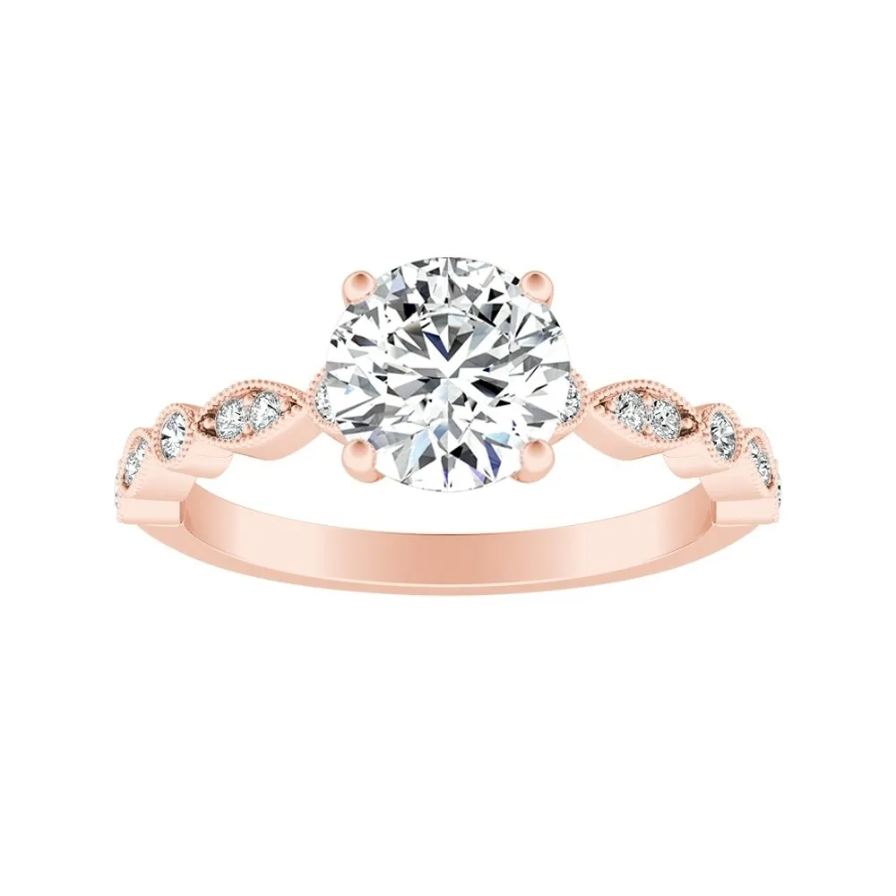 Auriya 14k Gold Vintage 2ct Round Moissanite Engagement Ring sold by Zulily product image thumbnail 5