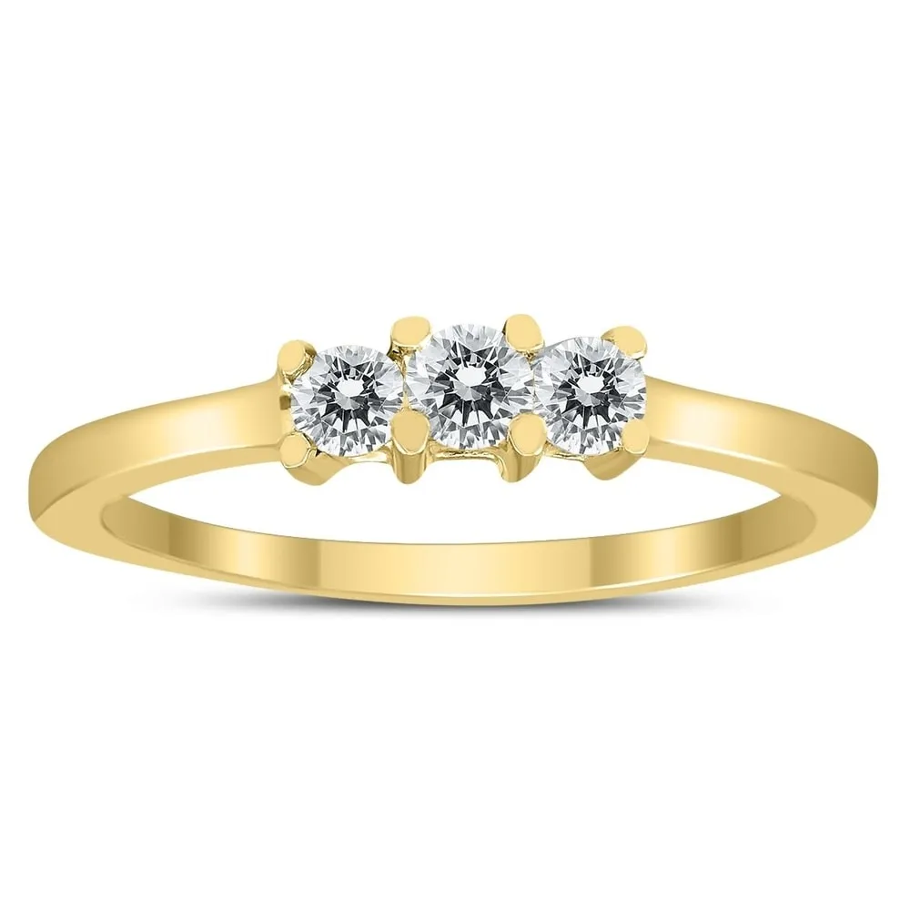 AGS Certified 1/4 Carat TW Three Stone Diamond Ring in 10K Yellow Gold sold by Zulily