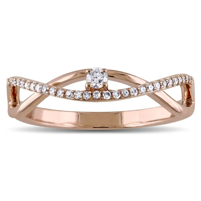 Miadora 14k Rose Gold 1/6ct TDW Diamond Twist Promise Ring - White sold by Zulily