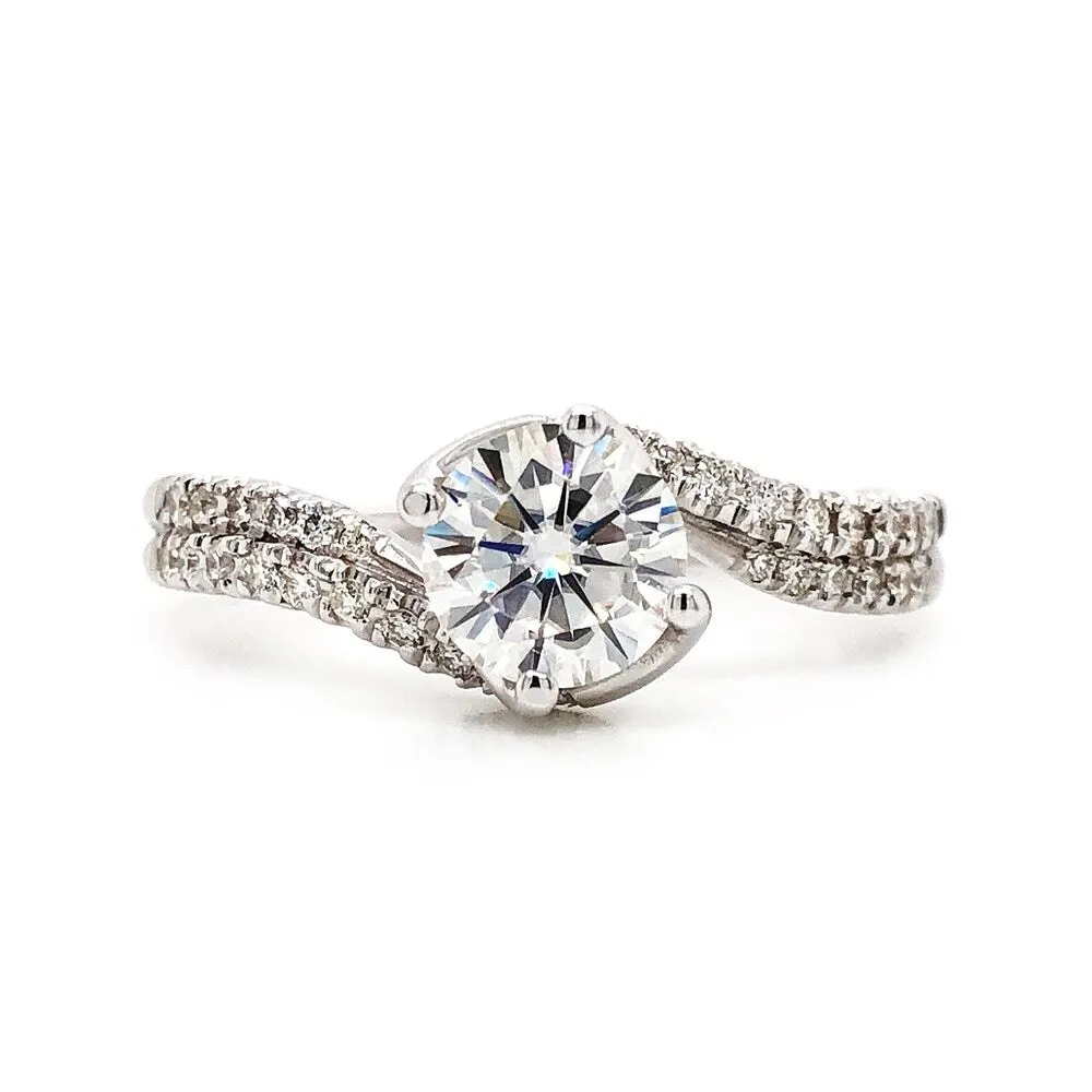 Auriya 14k Gold 1ctw Moissanite and Diamond Engagement Ring 1/6ctw sold by Zulily product image thumbnail 2
