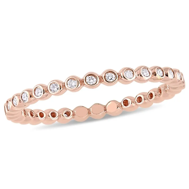 Miadora 10k Rose Gold 1/4ct TDW Diamond Beaded Full-Eternity Wedding Band sold by Zulily