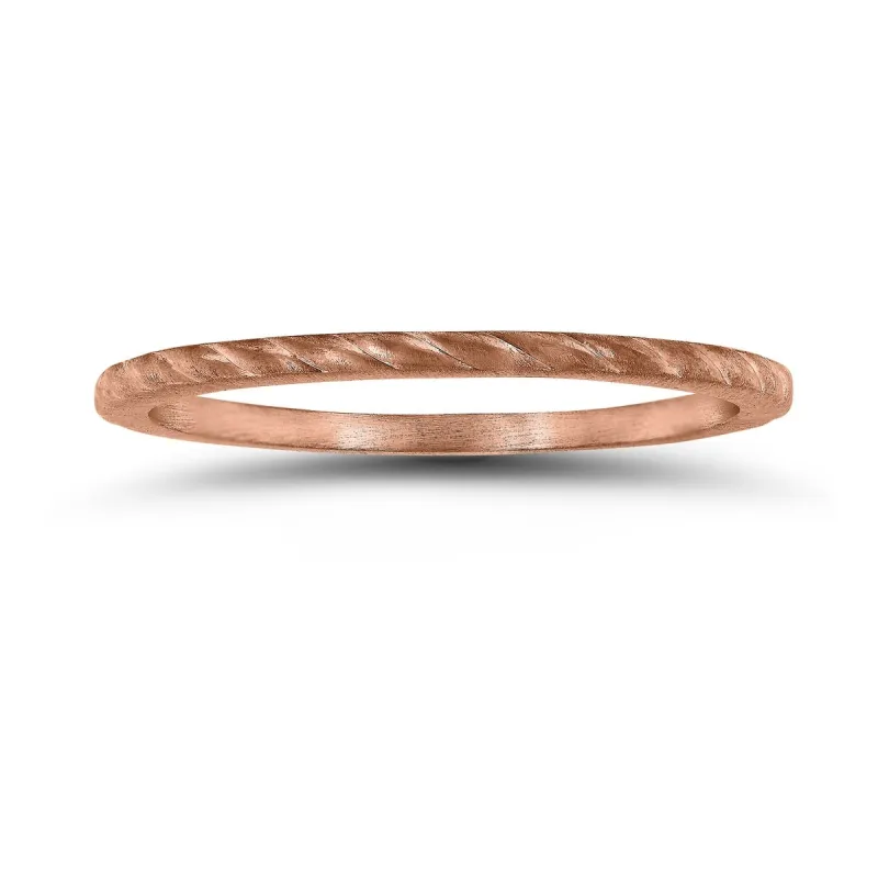 1MM Thin Rope Center Band in 14K Rose Gold sold by Zulily