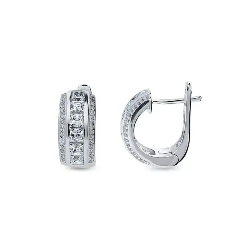 White Gold Plated Small Huggie Hoop CZ Earrings - Silver sold by Zulily