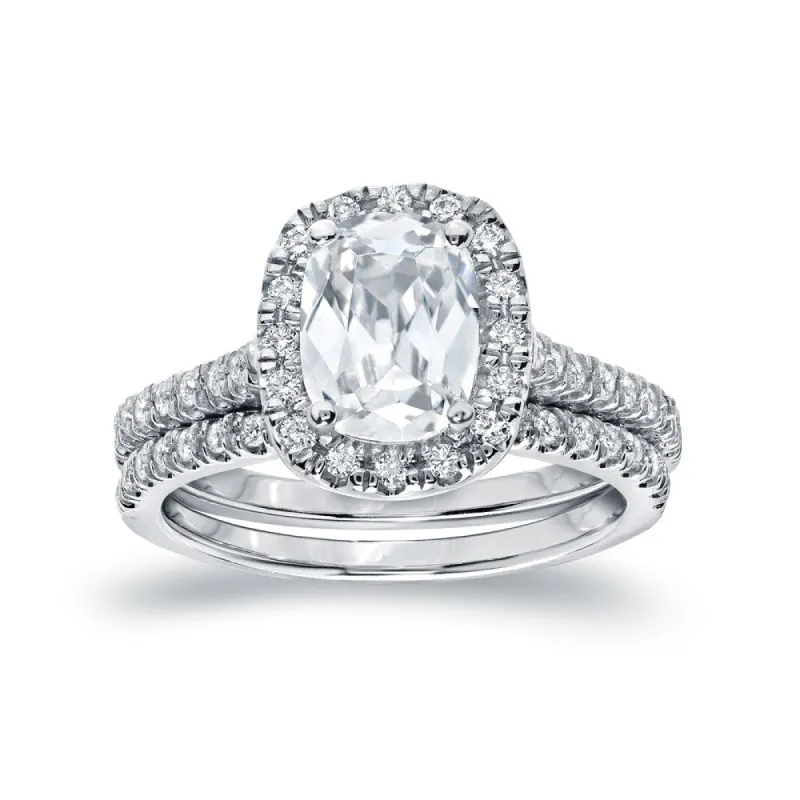 Auriya 14k Gold 2ctw Cushion Cut Diamond Halo Engagement Ring Set Certified sold by Zulily
