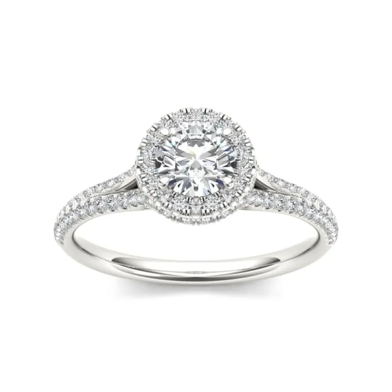 De Couer 14k White Gold 1ct TDW Diamond Halo Engagement Ring - White H-I - White H-I sold by Zulily