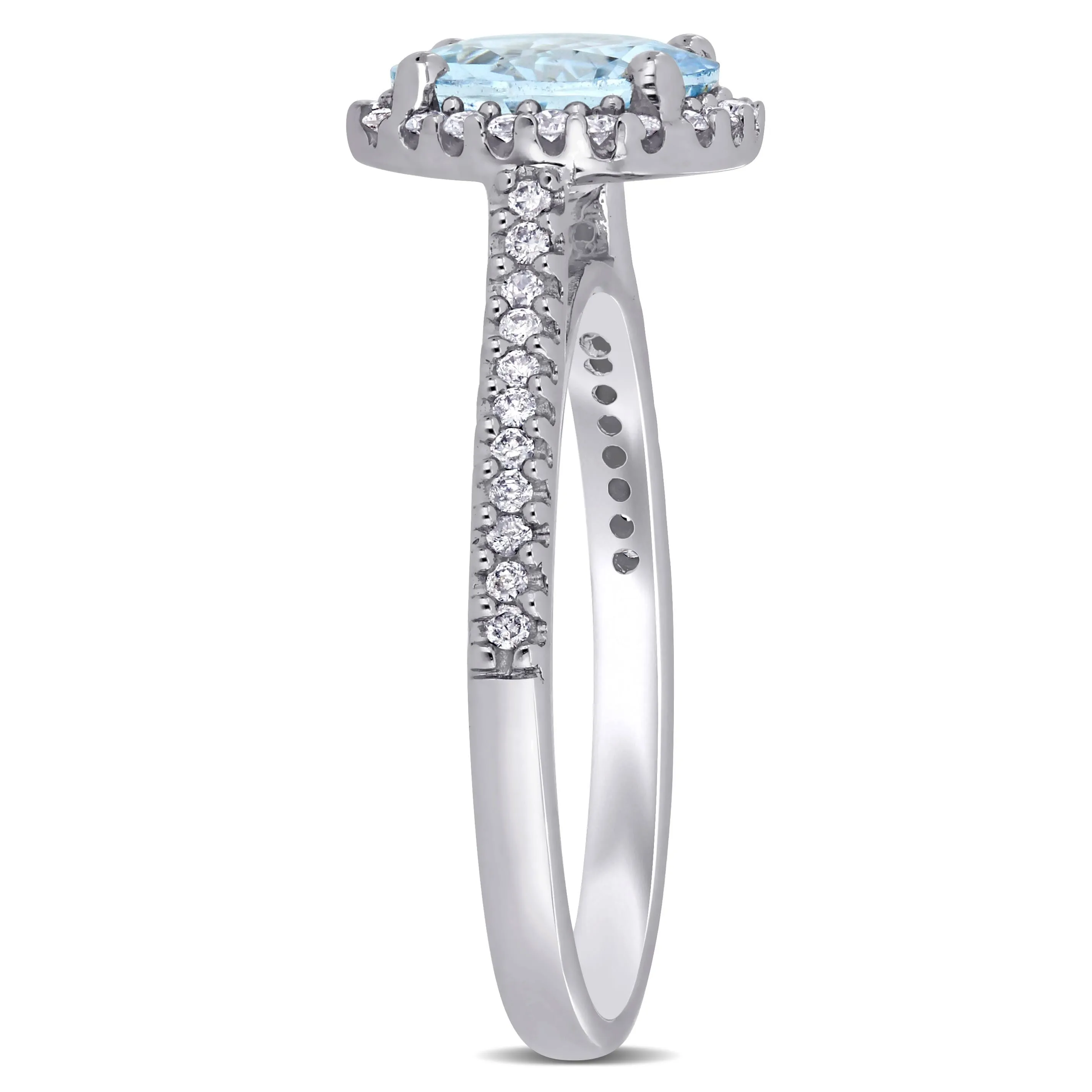 Miadora Aquamarine and 1/4ct TW Diamond Halo Engagement Ring in 14k White Gold sold by Zulily product image thumbnail 2