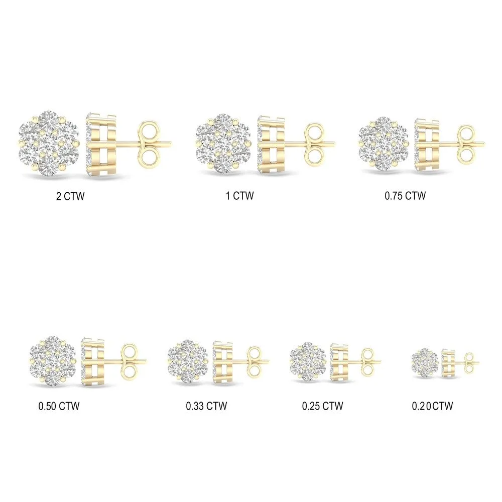 1/5ct-2ct TDW Diamond Cluster Stud Earrings in 10k Yellow Gold by De Couer sold by Zulily