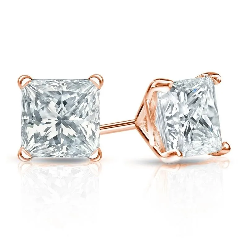 Auriya 14-karat Gold Lab Grown 1.80 carat TDW Princess Diamond Stud Earrings 4-Prong Martini Screw-back sold by Zulily product image thumbnail 5