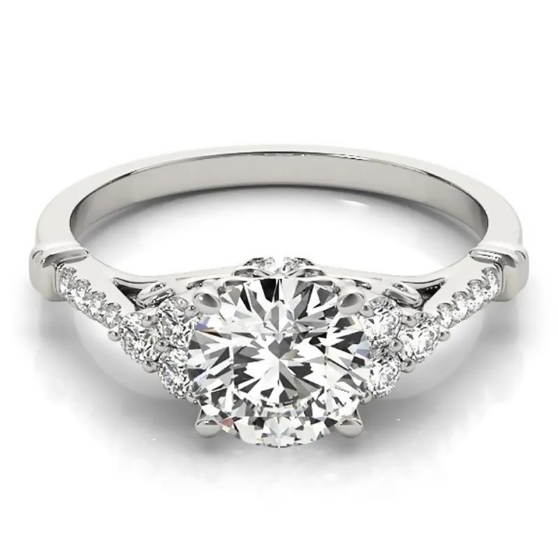 Auriya 14k Gold Vintage 1/2ct Round Moissanite and 1/5ctw Diamond Engagement Ring sold by Zulily