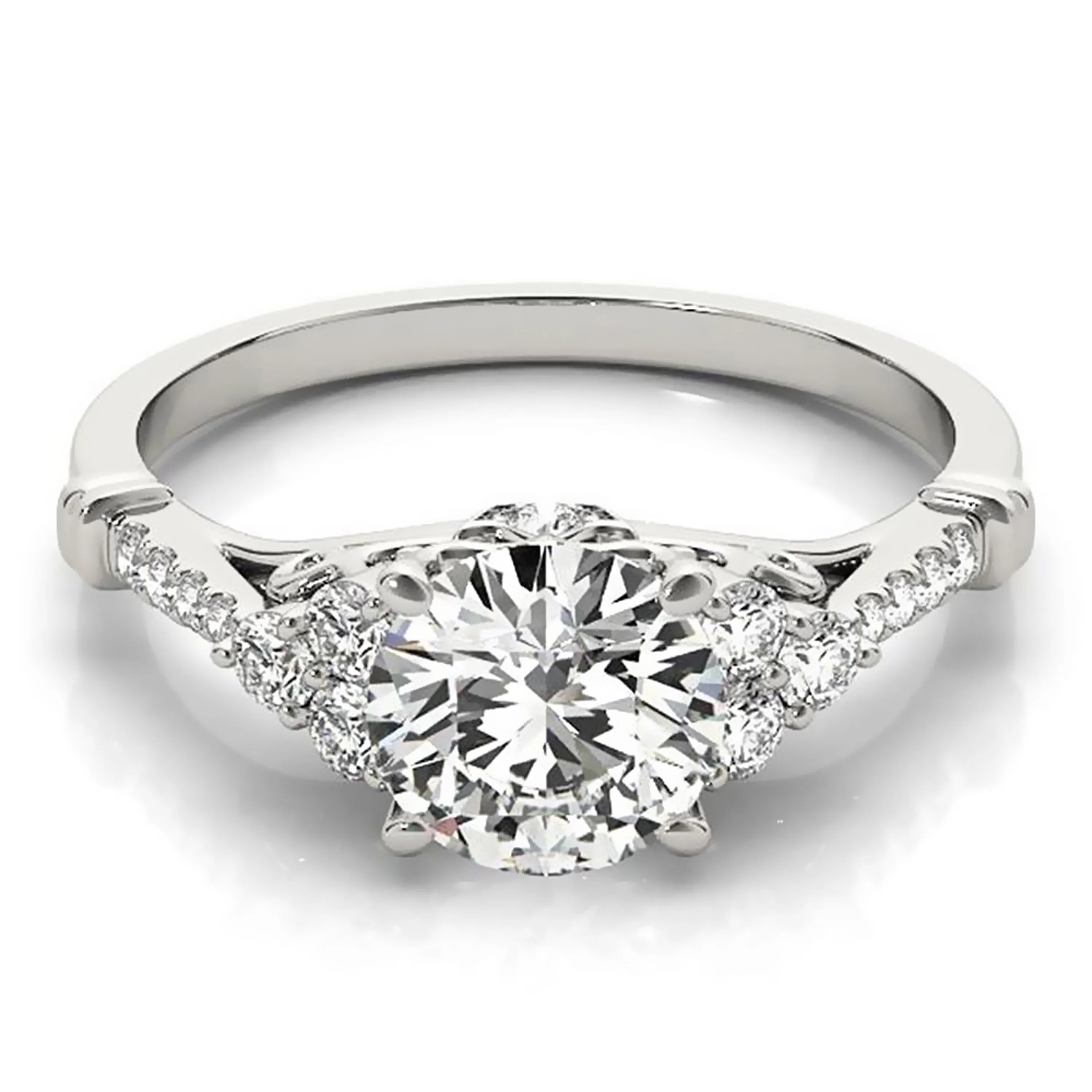Auriya 14k Gold Vintage 1/2ct Round Moissanite and 1/5ctw Diamond Engagement Ring sold by Zulily