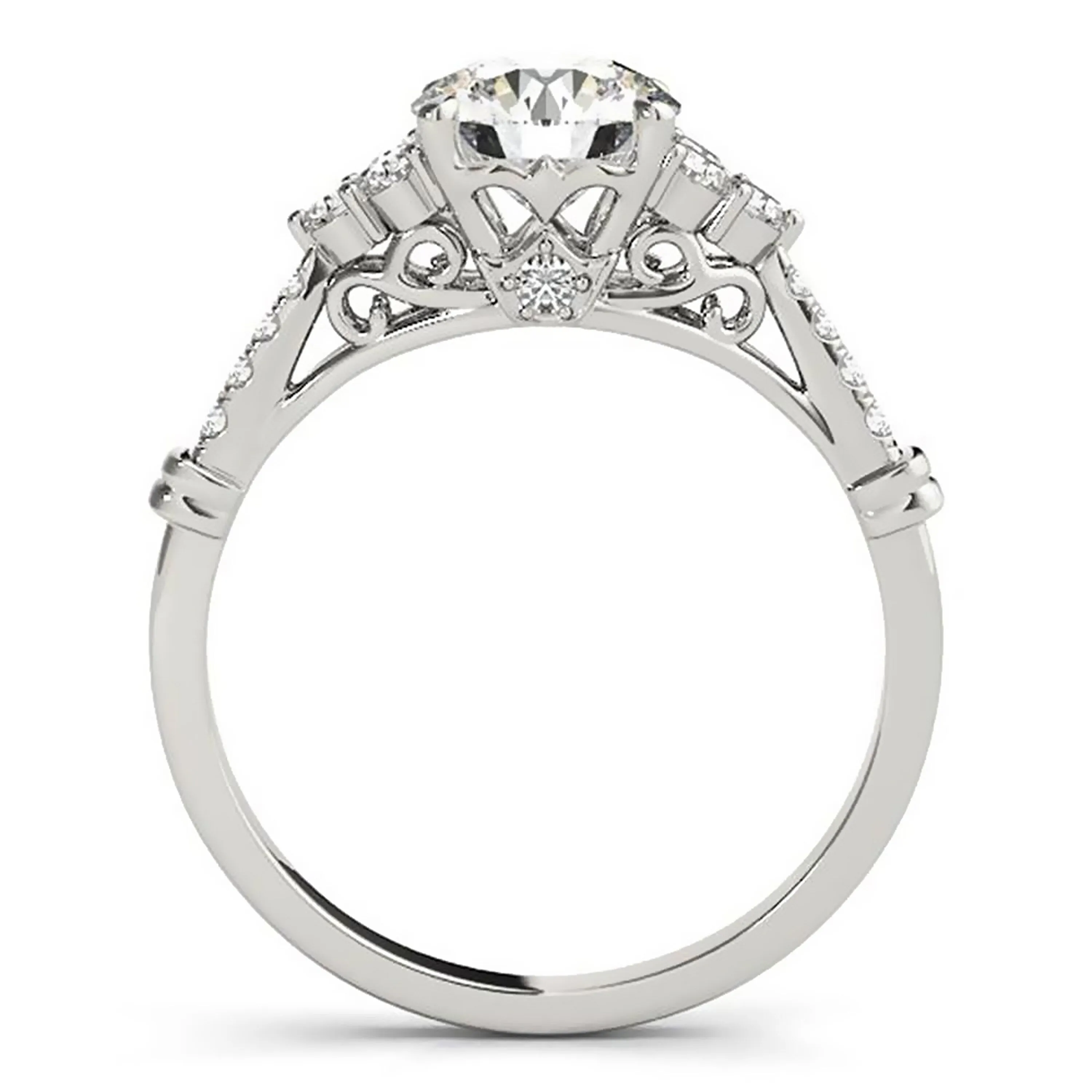 Auriya 14k Gold Vintage 1/2ct Round Moissanite and 1/5ctw Diamond Engagement Ring sold by Zulily product image thumbnail 2