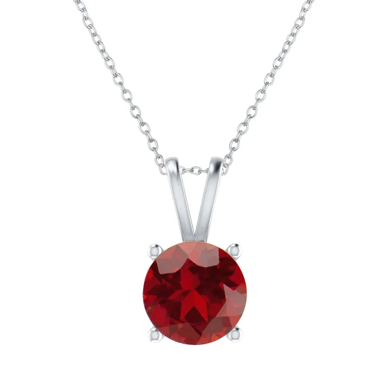 Sterling Silver with Ruby Solitaire Pendant with 18" Chain sold by Zulily
