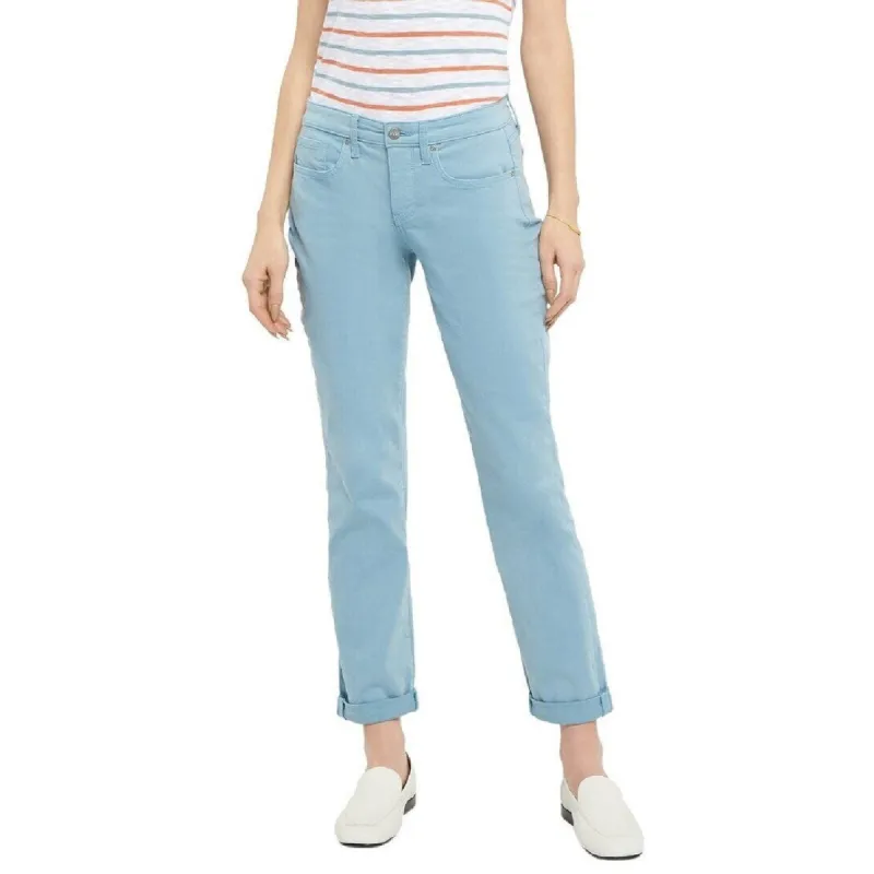 NYDJ Women's Margot Cuffed Ankle Straight Leg Girlfriend Jeans Blue Size 0 made by NYDJ