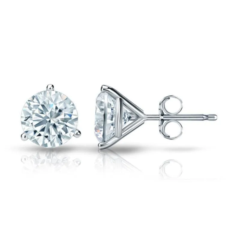 Auriya 1 1/4ctw 3 Prong Martini Set Round Diamond Stud Earrings 14K Gold Certified sold by Zulily