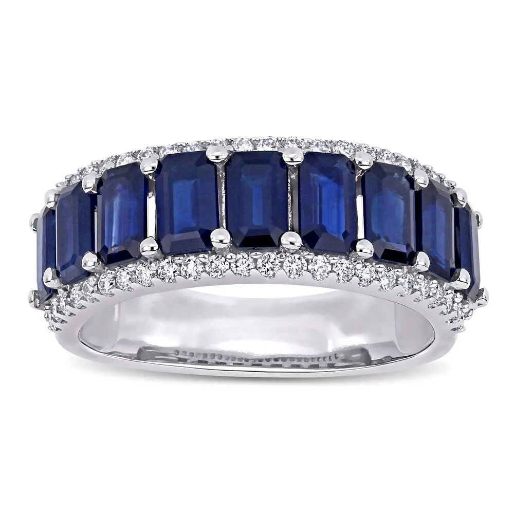Miadora 14k White Gold Octagon-Cut Blue Sapphire and 1/3ct TDW Diamond Anniversary Band sold by Zulily
