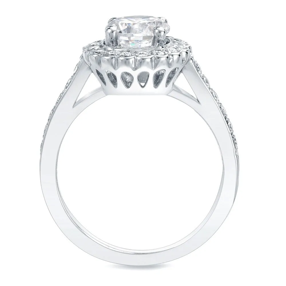 Auriya Round 1ct Moissanite and 1/3ctw Halo Diamond Engagement Ring 14K Gold sold by Zulily product image thumbnail 5