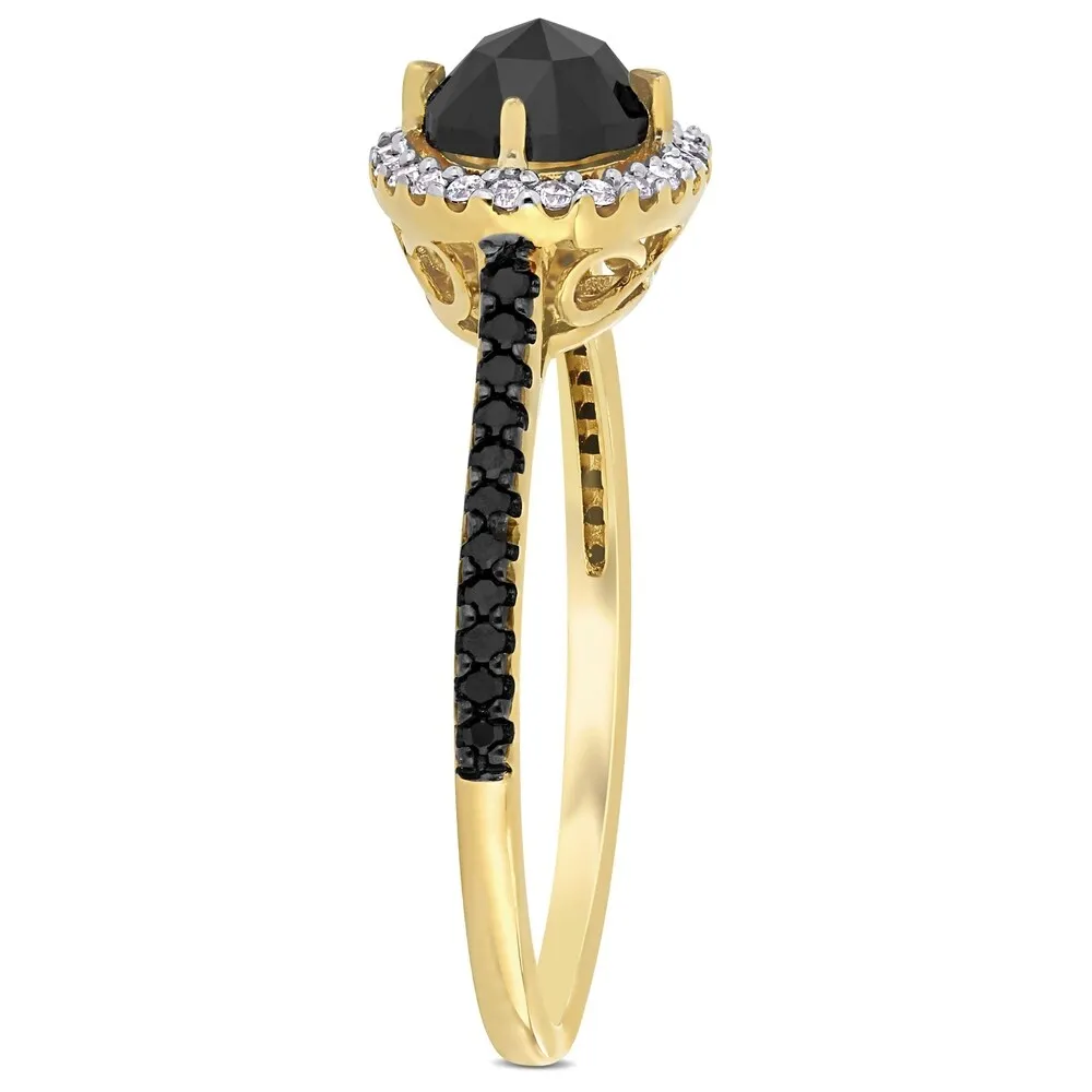 Miadora 14k Yellow Gold 1 1/5ct TDW Black and White Diamond Oval Halo Engagement Ring sold by Zulily product image thumbnail 2