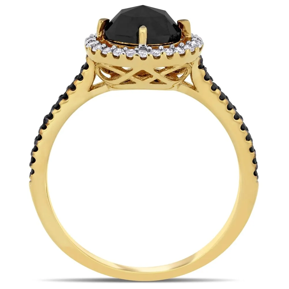 Miadora 14k Yellow Gold 1 1/5ct TDW Black and White Diamond Oval Halo Engagement Ring sold by Zulily product image thumbnail 3