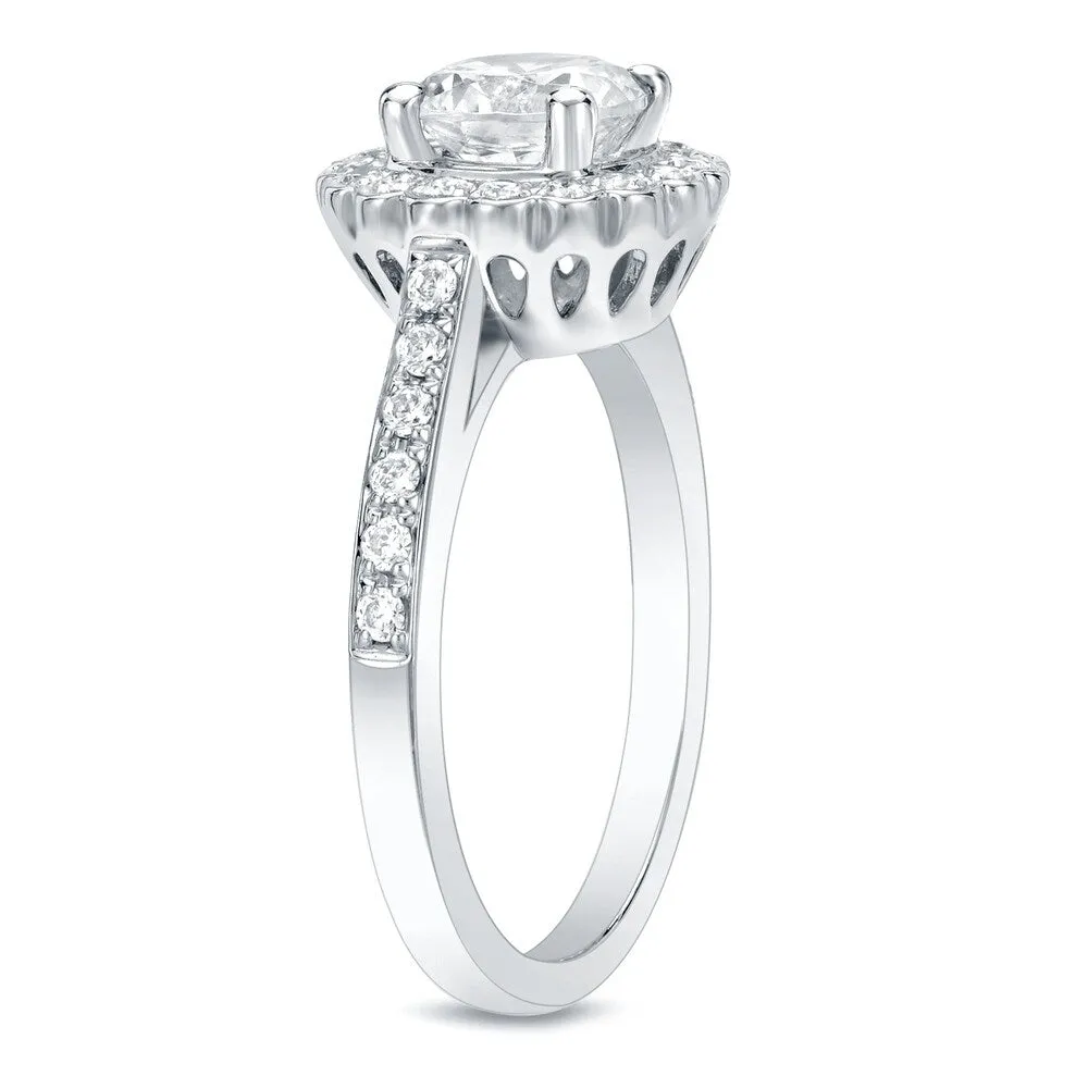 Auriya Round 1ct Moissanite and 1/3ctw Halo Diamond Engagement Ring 14K Gold sold by Zulily product image thumbnail 4