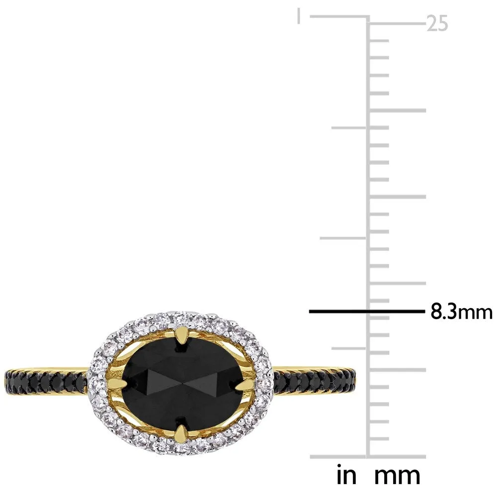 Miadora 14k Yellow Gold 1 1/5ct TDW Black and White Diamond Oval Halo Engagement Ring sold by Zulily product image thumbnail 4
