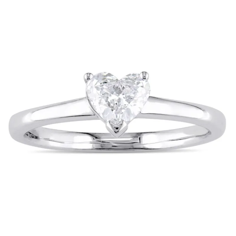 Miadora Signature Collection 14k White Gold 1/2ct TDW Heart-Cut Diamond Solitaire Engagement Ring sold by Zulily
