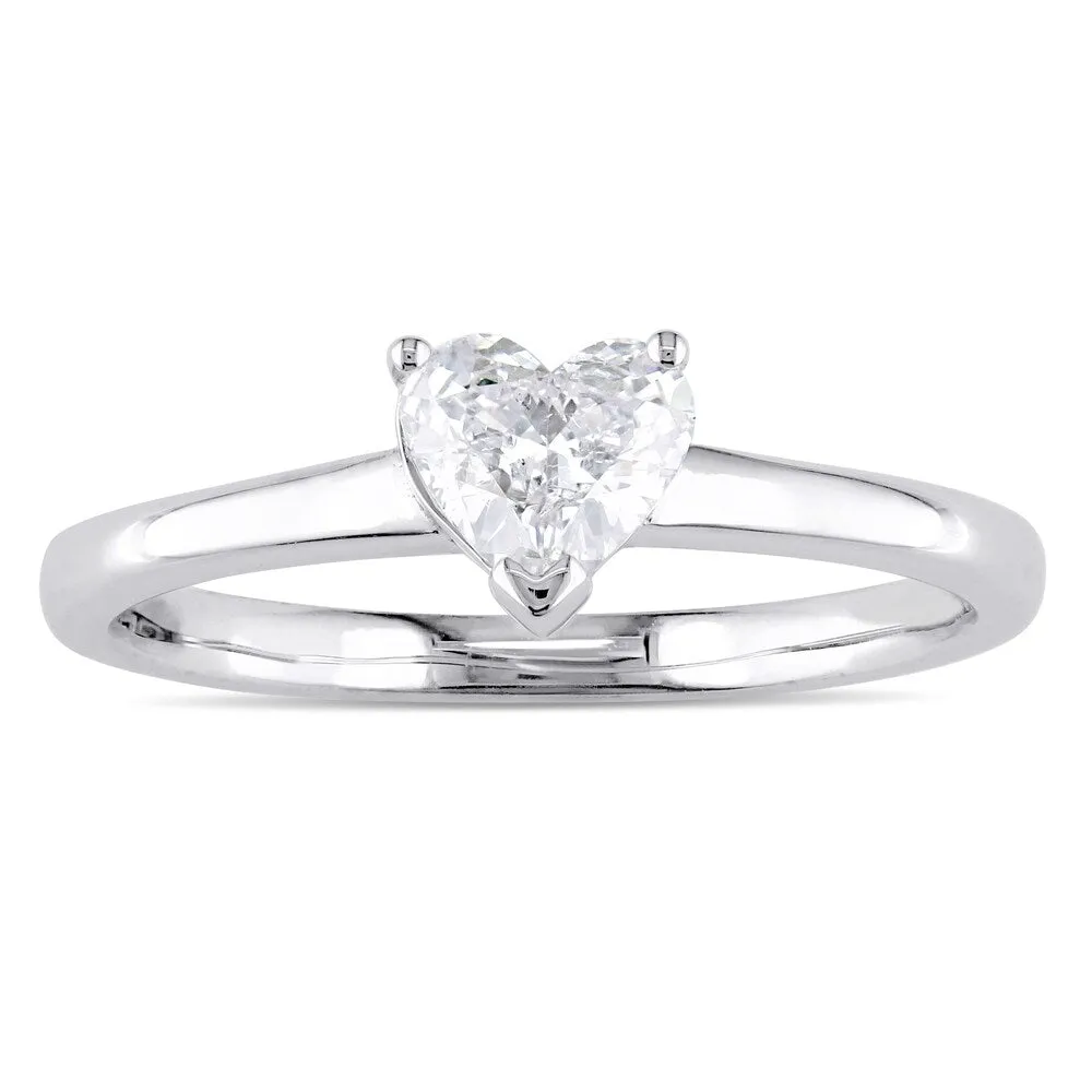 Miadora Signature Collection 14k White Gold 1/2ct TDW Heart-Cut Diamond Solitaire Engagement Ring sold by Zulily