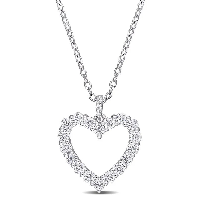 Miadora Sterling Silver 3/5ct TGW Created White Moissanite Heart Necklace sold by Zulily