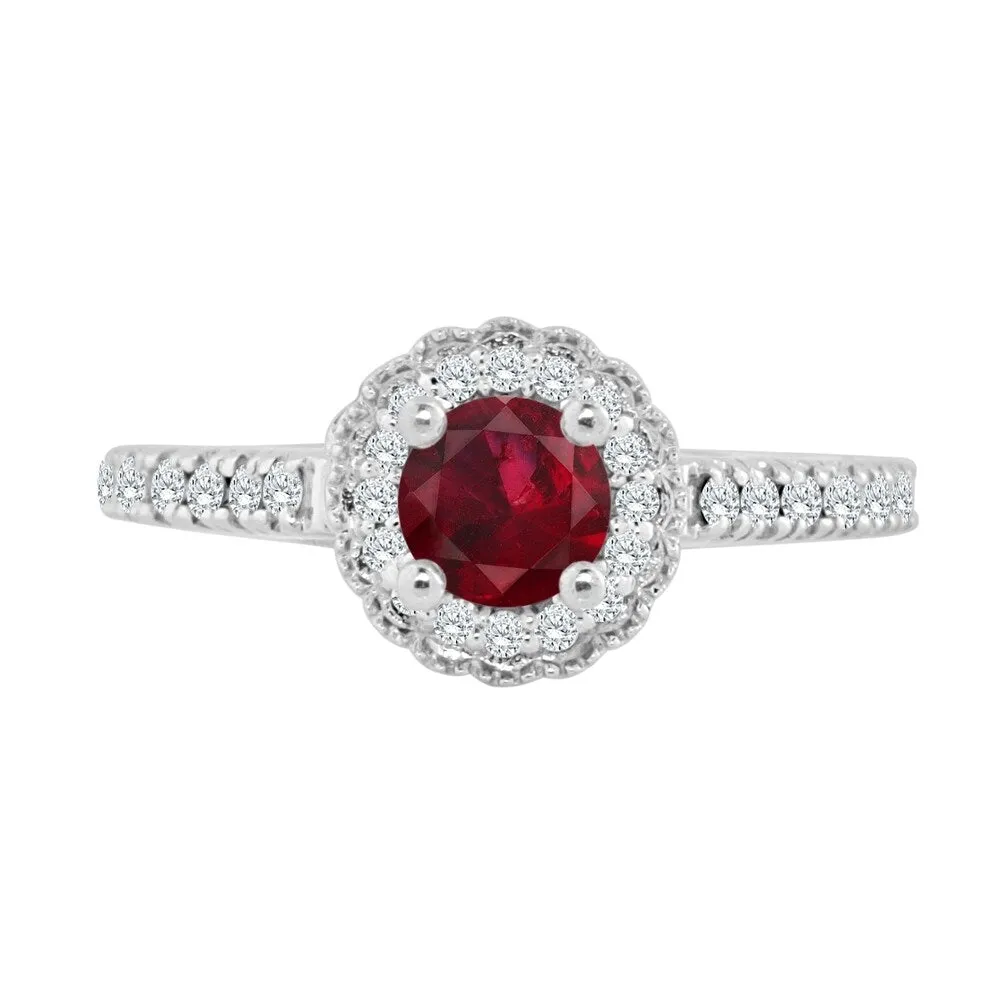 Auriya 1/3ct Ruby and 2/5ct TDW Diamond Halo Engagement Ring 14K Gold sold by Zulily product image thumbnail 4