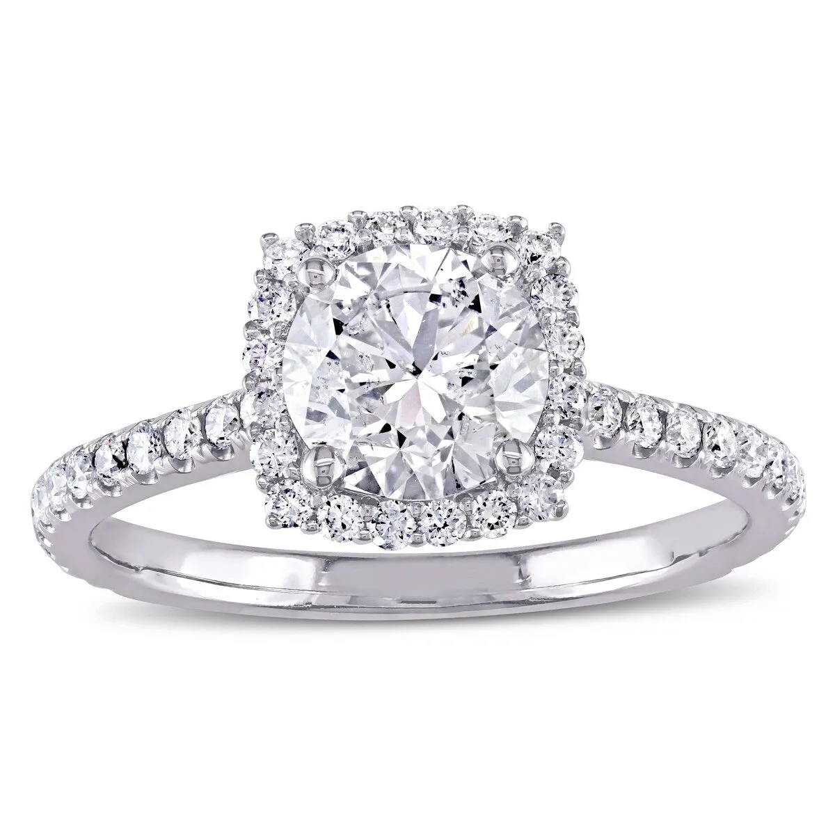 Miadora 14k White Gold 1 1/2ct TDW Certified Diamond Cushion Halo Engagement Ring (GIA) sold by Zulily product image thumbnail 2