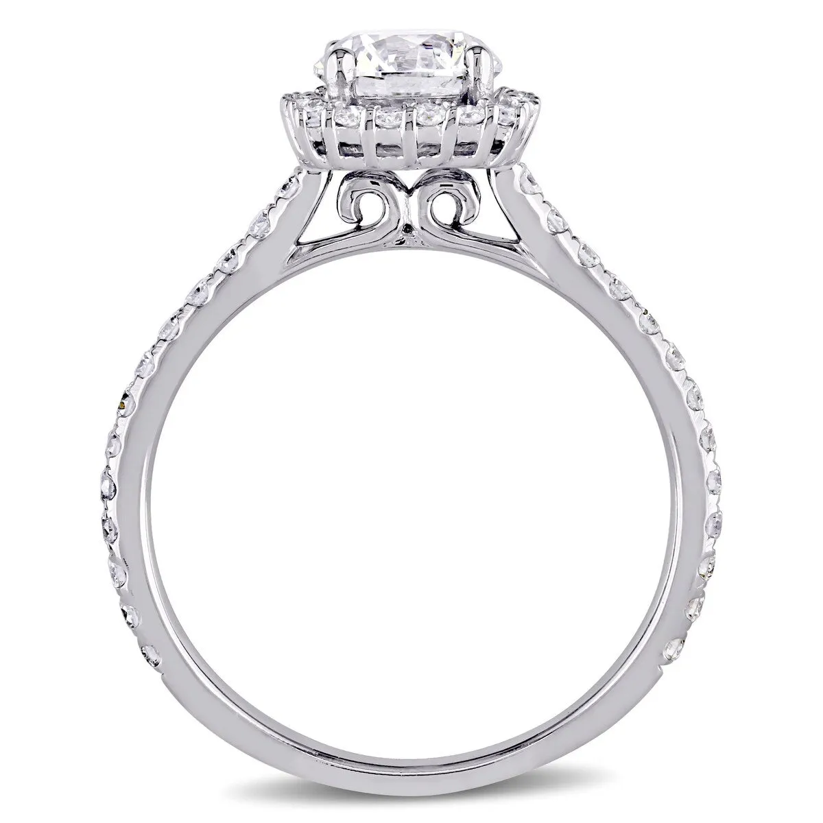 Miadora 14k White Gold 1 1/2ct TDW Certified Diamond Cushion Halo Engagement Ring (GIA) sold by Zulily product image thumbnail 3