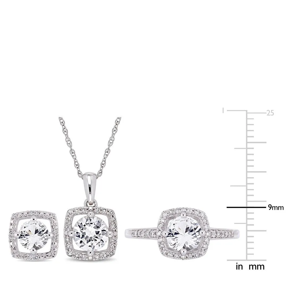 Miadora 10k White Gold Created White Sapphire and 1/3ct TDW Diamond Floating Halo Jewelry Set sold by Zulily product image thumbnail 4
