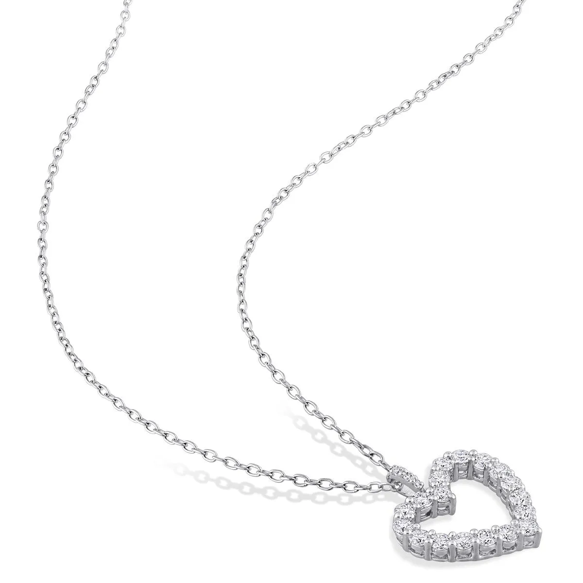 Miadora Sterling Silver 3/5ct TGW Created White Moissanite Heart Necklace sold by Zulily product image thumbnail 2