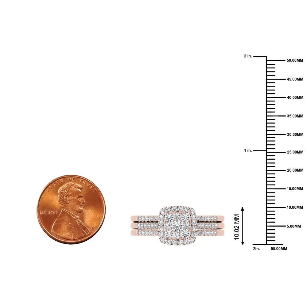De Couer 10k Rose Gold 1/2 ct TDW Diamond Halo Engagement Ring Set sold by Zulily product image thumbnail 4