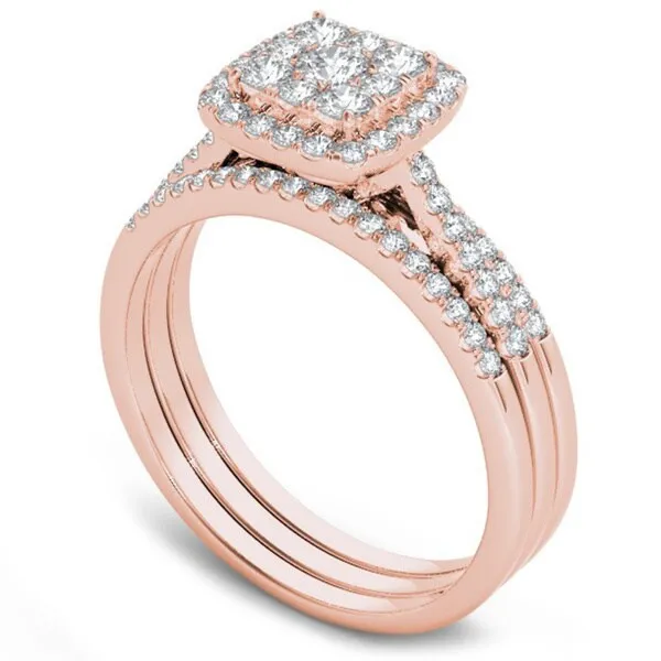 De Couer 10k Rose Gold 1/2 ct TDW Diamond Halo Engagement Ring Set sold by Zulily product image thumbnail 2