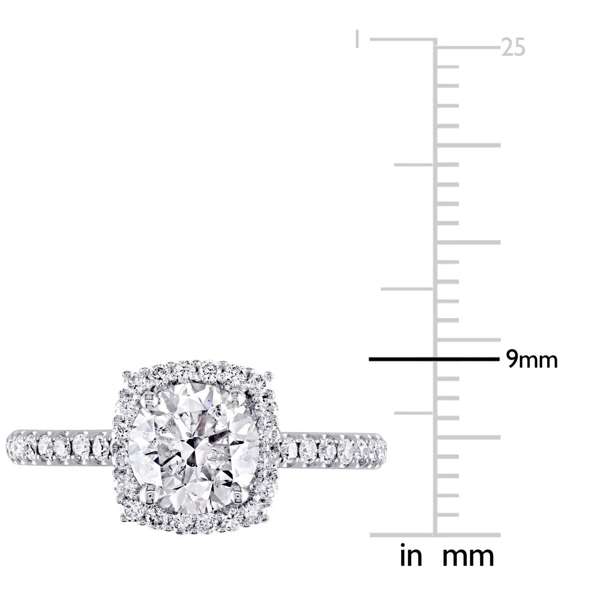 Miadora 14k White Gold 1 1/2ct TDW Certified Diamond Cushion Halo Engagement Ring (GIA) sold by Zulily product image thumbnail 4