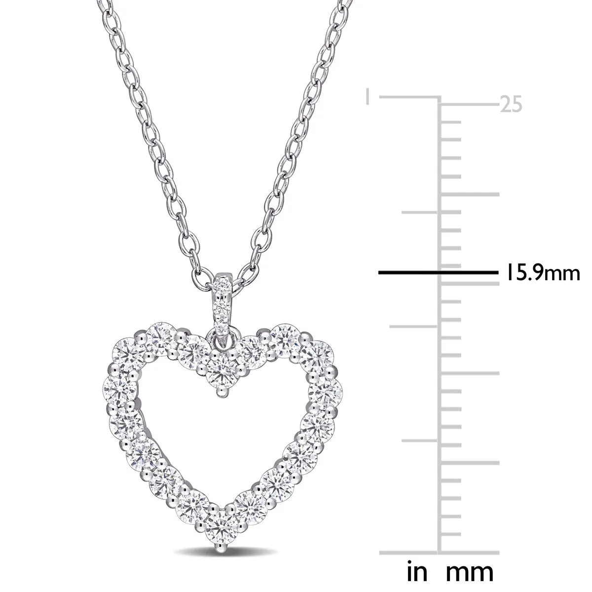 Miadora Sterling Silver 3/5ct TGW Created White Moissanite Heart Necklace sold by Zulily product image thumbnail 3