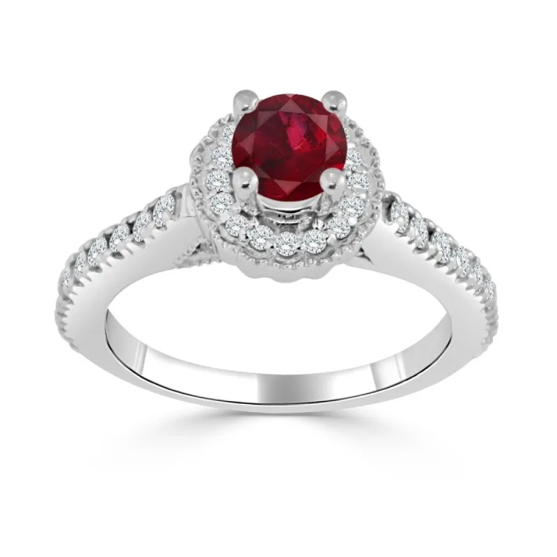 Auriya 1/3ct Ruby and 2/5ct TDW Diamond Halo Engagement Ring 14K Gold sold by Zulily
