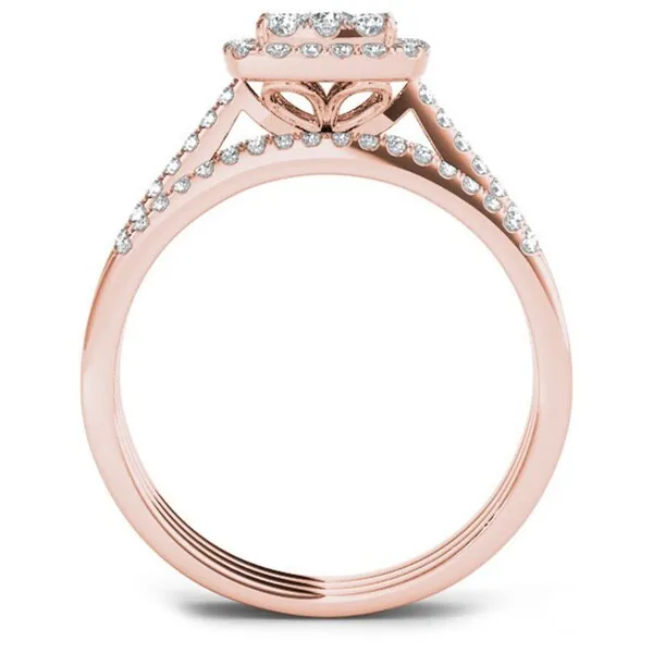 De Couer 10k Rose Gold 1/2 ct TDW Diamond Halo Engagement Ring Set sold by Zulily product image thumbnail 5