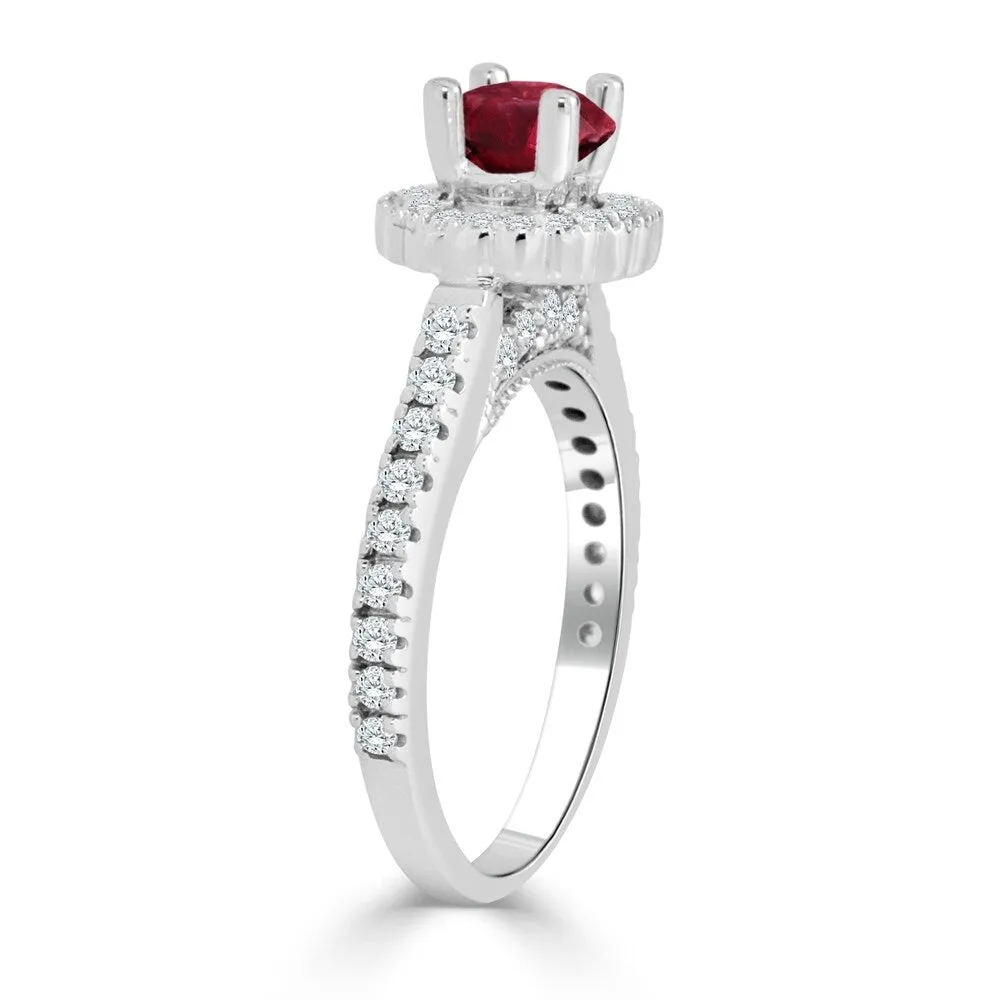 Auriya 1/3ct Ruby and 2/5ct TDW Diamond Halo Engagement Ring 14K Gold sold by Zulily product image thumbnail 5
