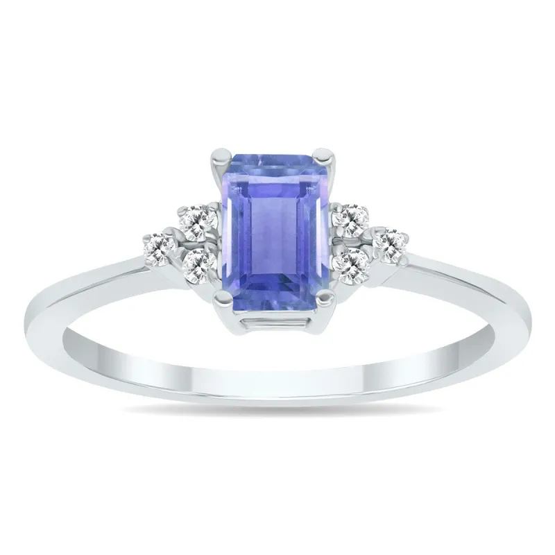Tanzanite and Diamond Regal Ring in 10k White Gold sold by Zulily