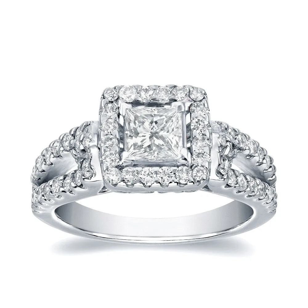 Auriya 14k Gold 1 2/5ctw Modern Princess-cut Halo Diamond Engagement Ring sold by Zulily